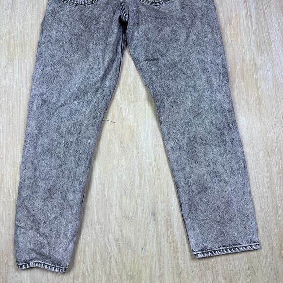 American Eagle Gray Acid Wash Distressed Destroyed Denim High Rise Mom Jeans 4 - Picture 9 of 16
